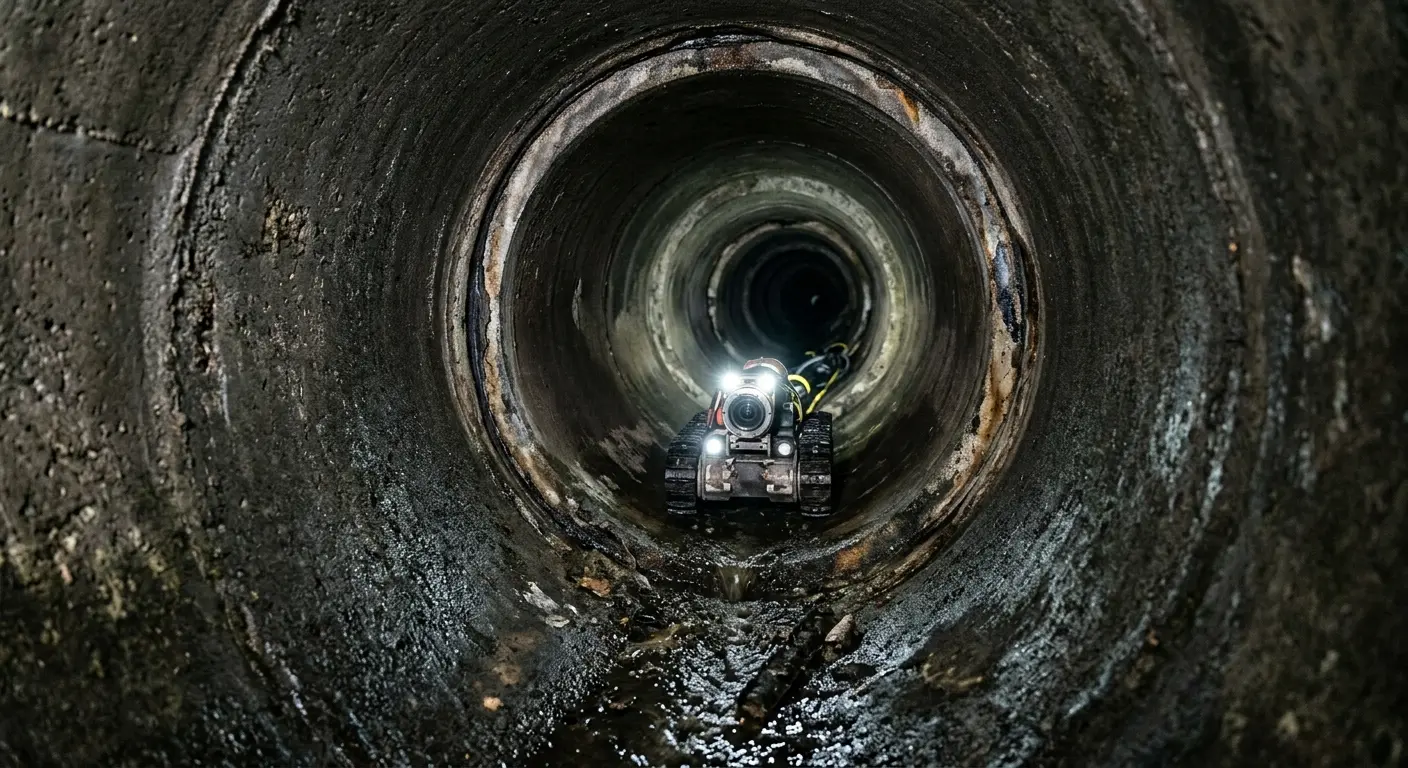 Robotic sewer camera inspecting pipe interior for Sewer Line Repair in Edgewater Park